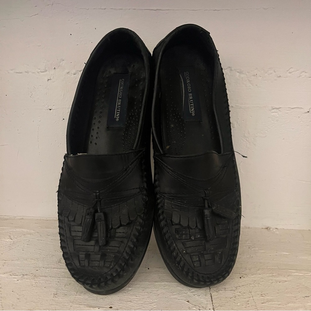 Giorgio Brutini Le Glove Black Leather Loafers Mens Size 8 M Made In Brazil